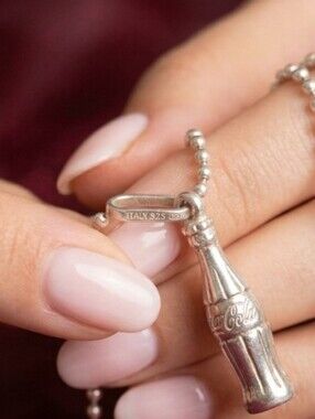 Authentic Italy 925 Silver Coca Cola Contour Bottle Charm Retro Soda Vintage